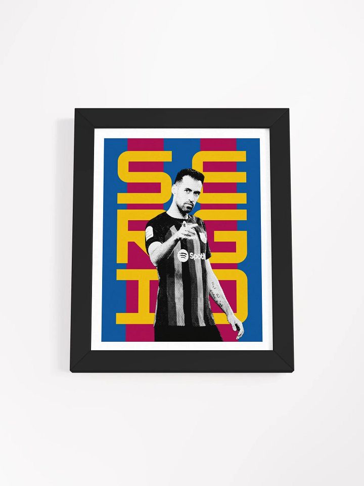 Sergio Busquets BW Barcelona Name Art Framed Print product image (1)