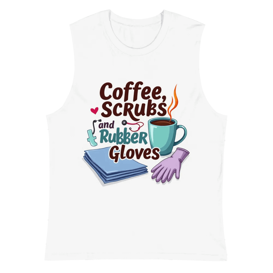 Coffee, Scrubs, and Rubber Gloves Muscle Tank product image (2)