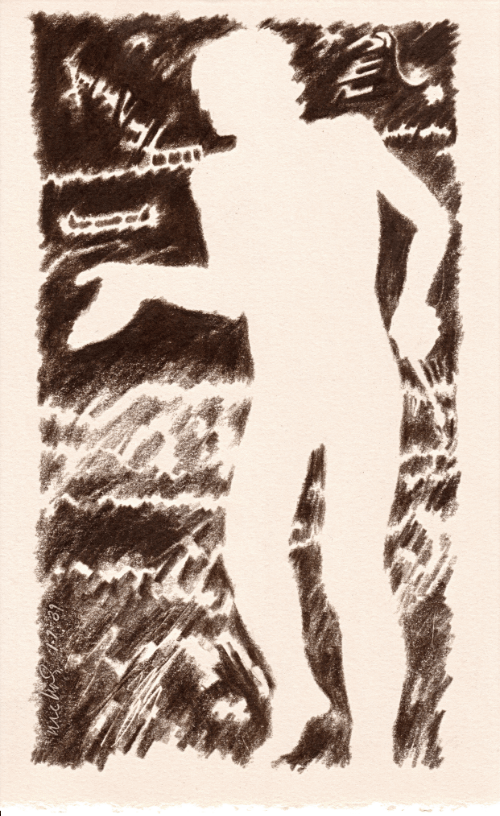 Man with Paintbrush (sepia) 01.07.90 print product image (1)