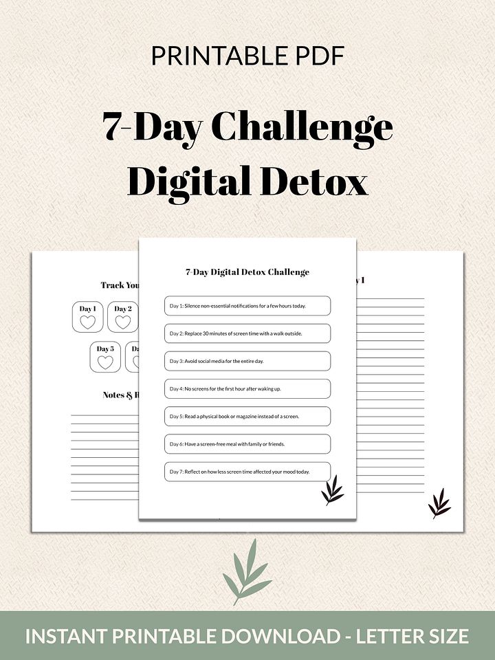 7-Day Digital Detox Challenge Printable product image (2)