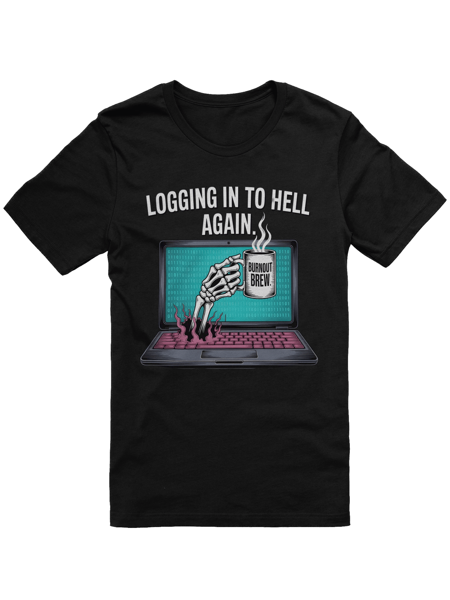 Burnout Brew Skeleton Laptop T-Shirt product image (1)