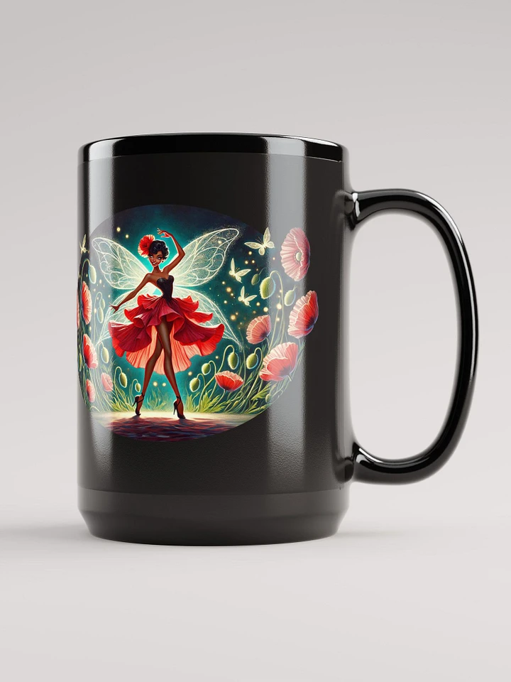 Poppy Fairy Blossom 15 oz Black Glossy Mug product image (1)