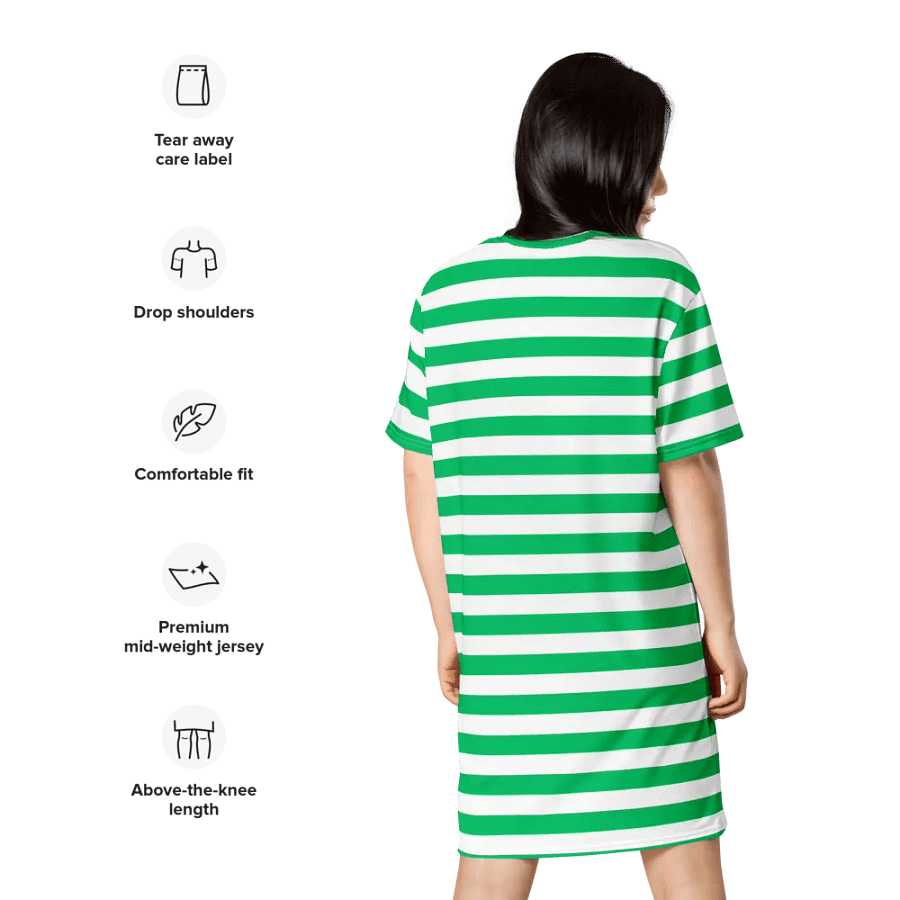 Hibiscus Kiss Green Stripped Summer T-Shirt Dress product image (2)