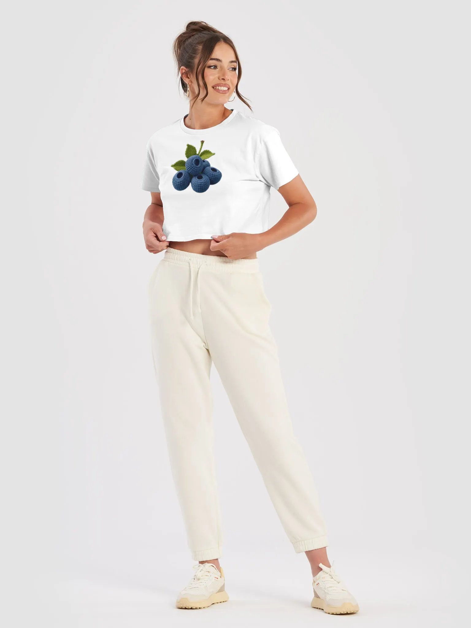 CozyAvocado Women's Premium Blueberries Crop Top #8 product image (5)