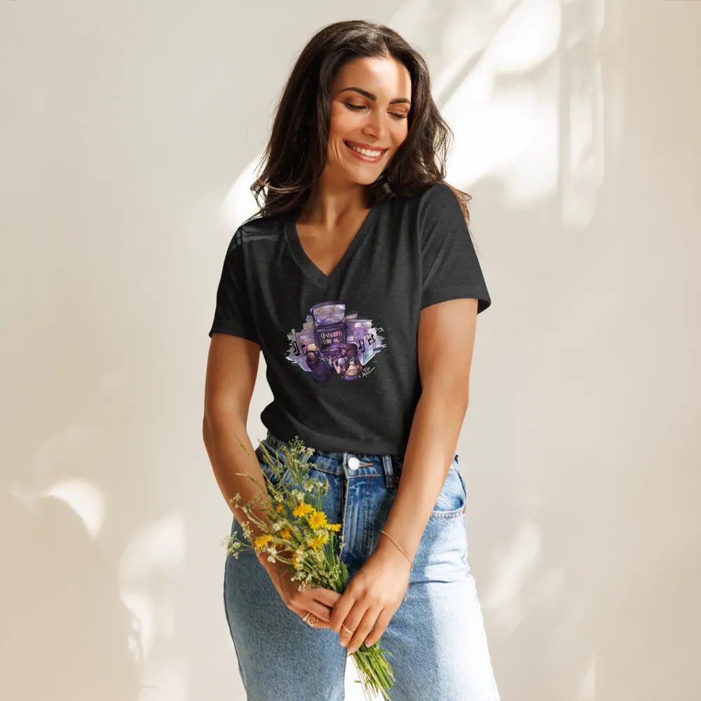 Women's Relaxed V-Neck Tee (Purple Dreams Design) product image (11)