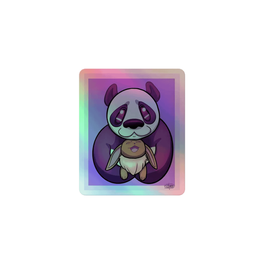 Panda and Fox Holographic Sticker Sheet product image (1)