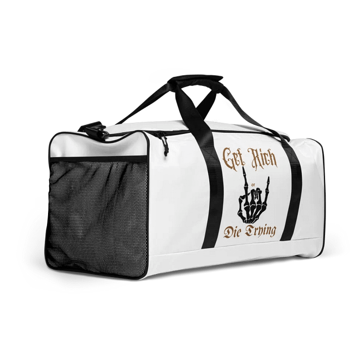 Get Rich or Die Trying Duffle Bag Designed by Anopa Silver product image (2)