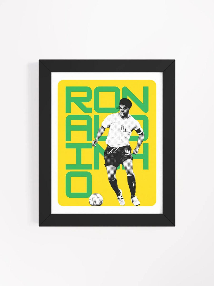 Ronaldinho BW Brazil Name Art Framed Print product image (2)