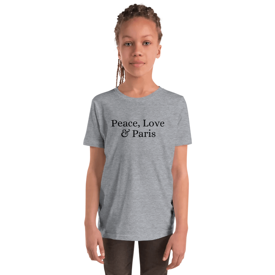 Peace, Love and Paris Youth T-Shirt | Black Ink product image (12)