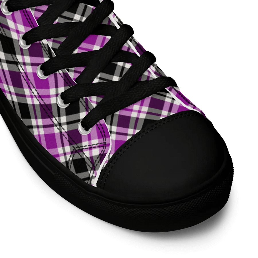 Purple, Black, & White Plaid Men's High Top Shoes product image (11)