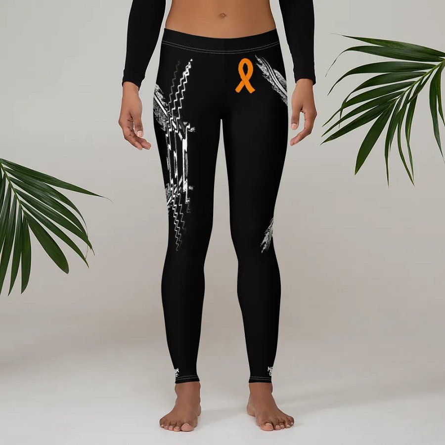White HApex Gear White Logo Cancer Awareness Orange Ribbon. Black Leggings product image (4)