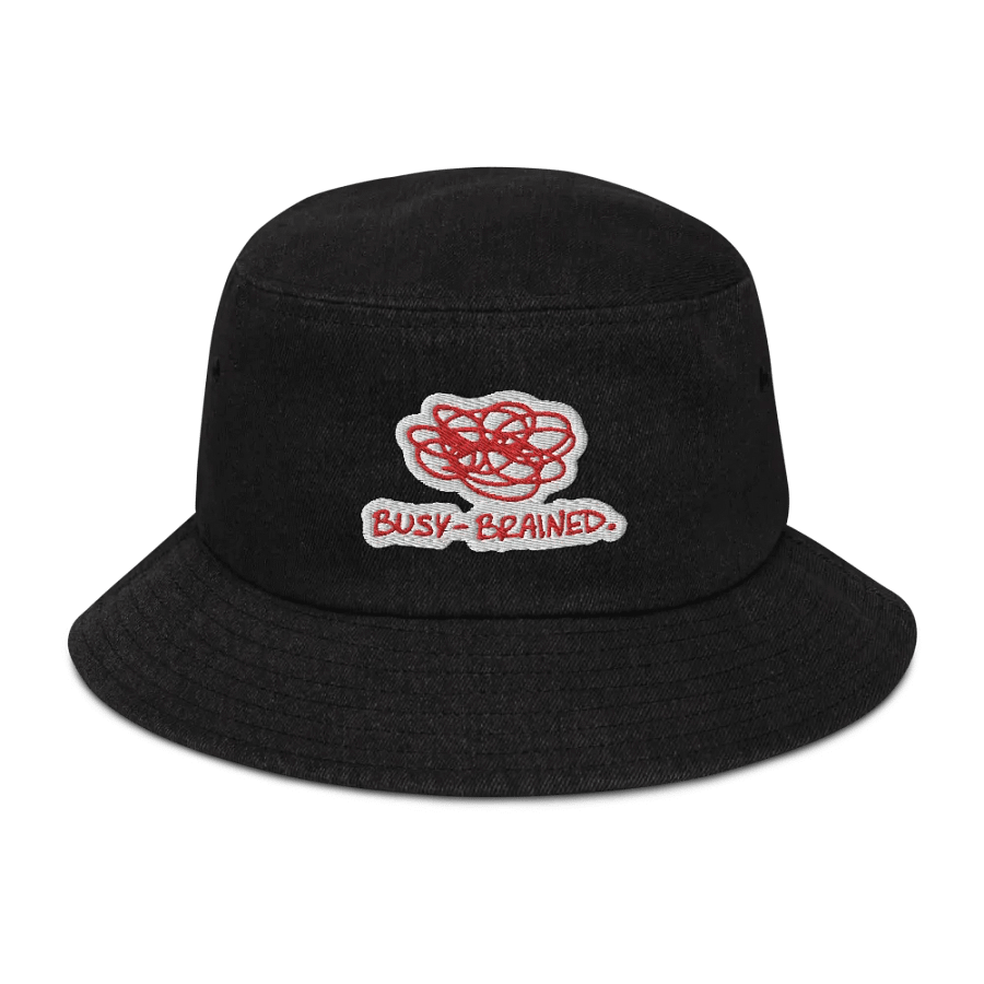 BUSY-BRAINED (red bubble design) denim bucket hat product image (1)