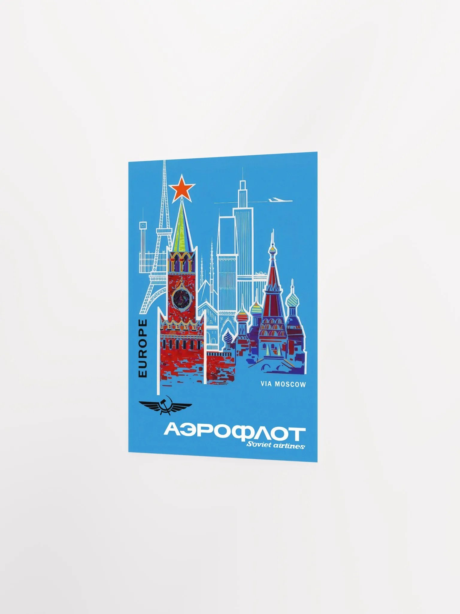 Soviet Aeroflot, USSR airlines 1980s — Soviet retro travel poster product image (8)