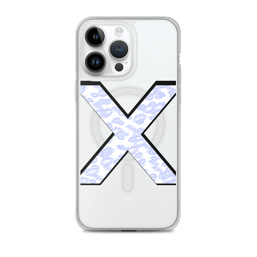 White X Light Blue Lipstick Kisses Phone Case product image (1)