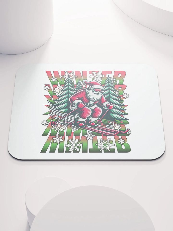 Winter Santa Skiing Wonderland Mouse Pad product image (1)
