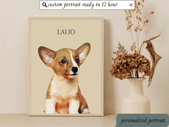 Pet Portrait Custom and Personalized. Pet Dog Wall Art DIGITAL DOWNLOAD, Custom Pet Portrait in Oil Painting Style, Pet Memorial Gift product image (4)