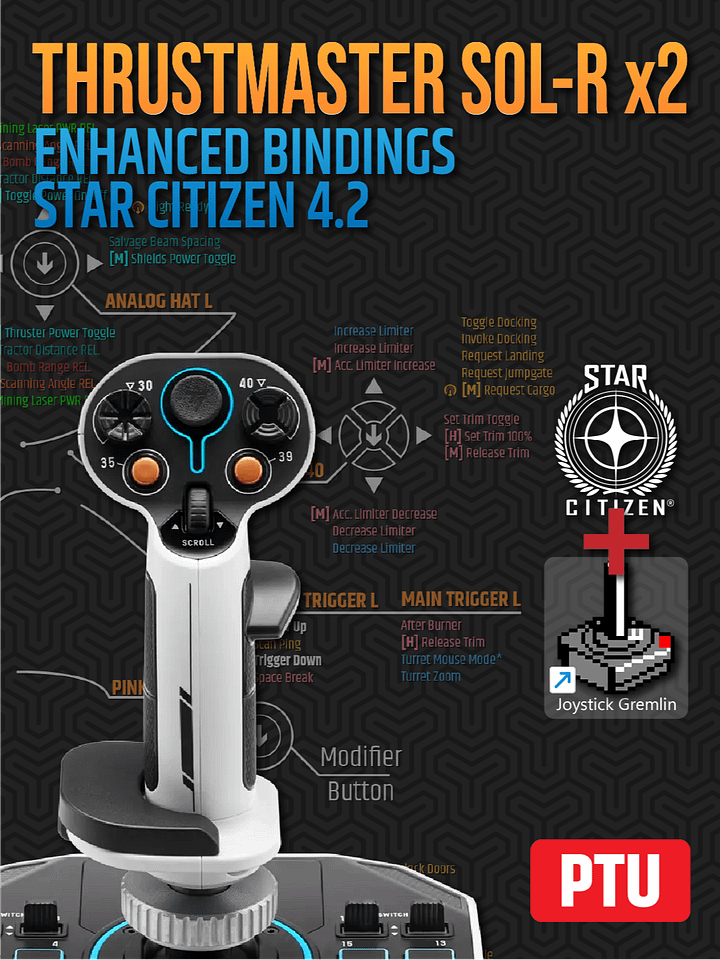 Thrustmaster SOL-R Enhanced Dual Star Citizen Bindings | Joystick Gremlin Required product image (1)