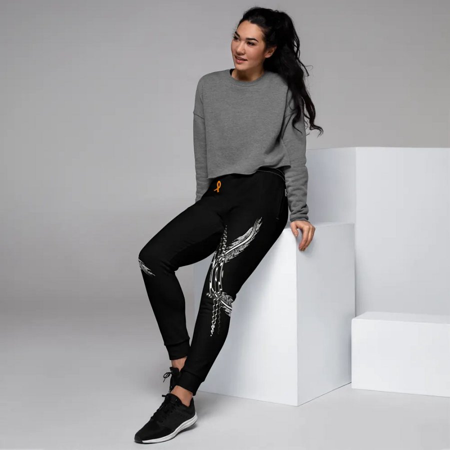 White HApex Gear White Logo Cancer Awareness Orange Ribbon. Black Women's Joggers product image (6)