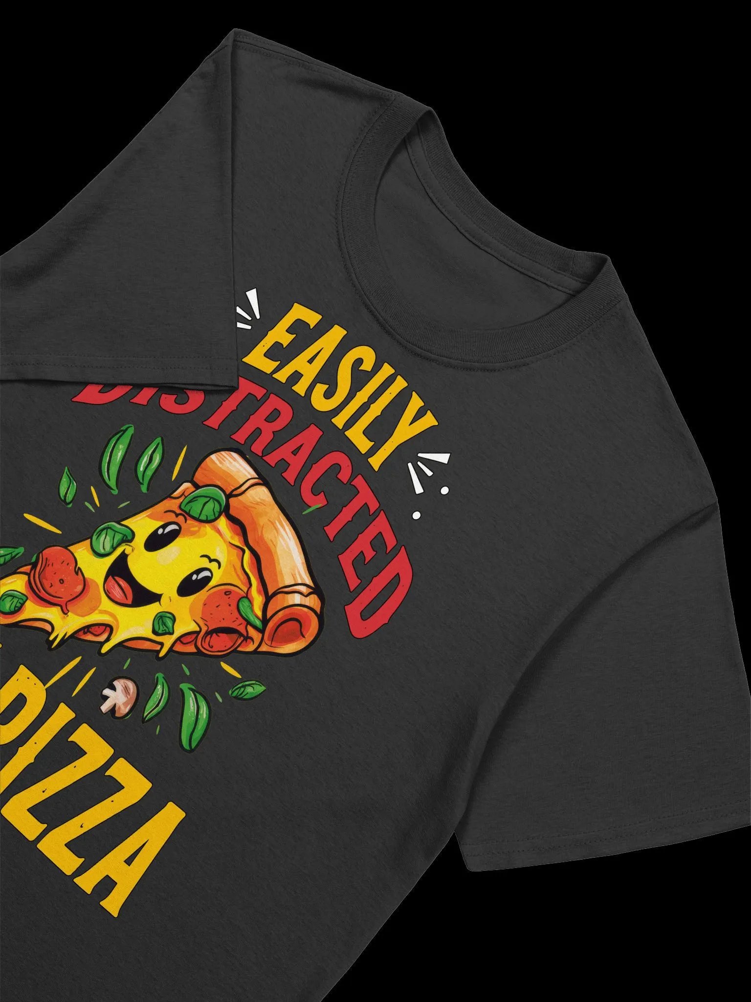Food Lover-Easily Distracted by Pizza-Funny Pizza Quote T-Shirt product image (18)