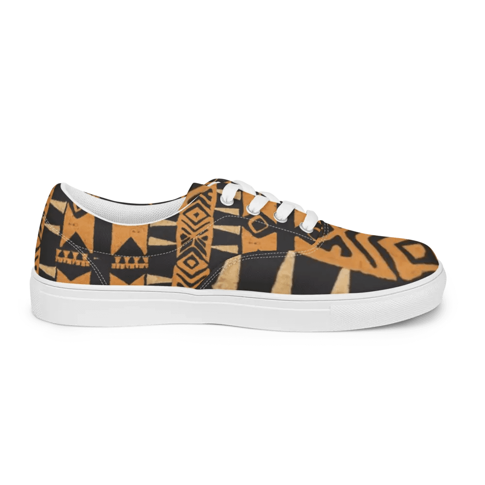 Women's African-Inspired Brown/Black Lace-up Canvas Shoes product image (5)