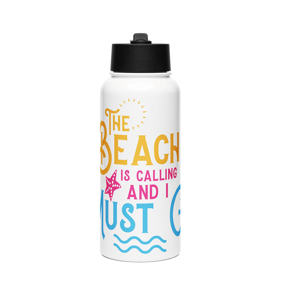 32 oz Insulated Beach Quote Water Bottle – “The Beach Is Calling and I Must Go” product image (1)