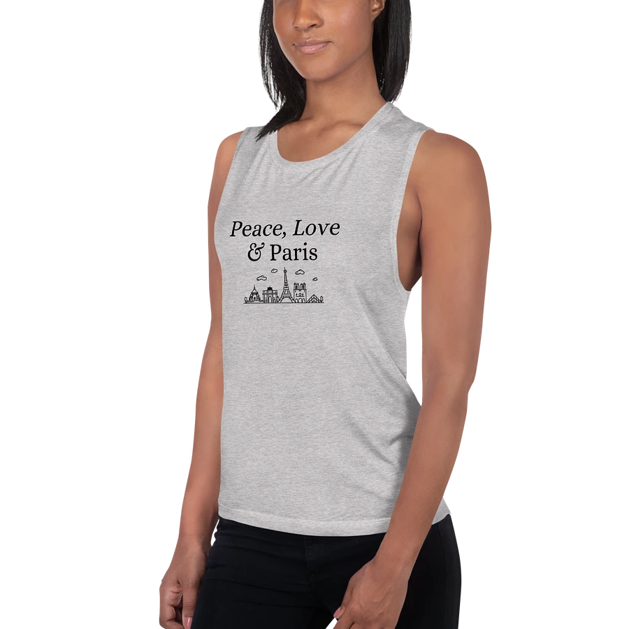 Peace, Love and Paris with Monuments Women's Flowy Muscle Tank | Black Ink product image (35)