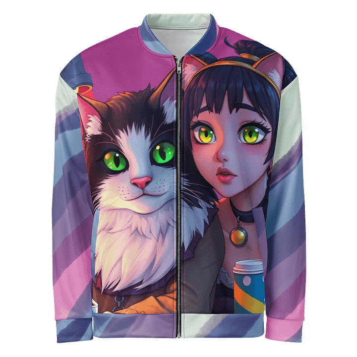 Bomber Jacket-Dual Gaze: Feline Reflections product image (1)