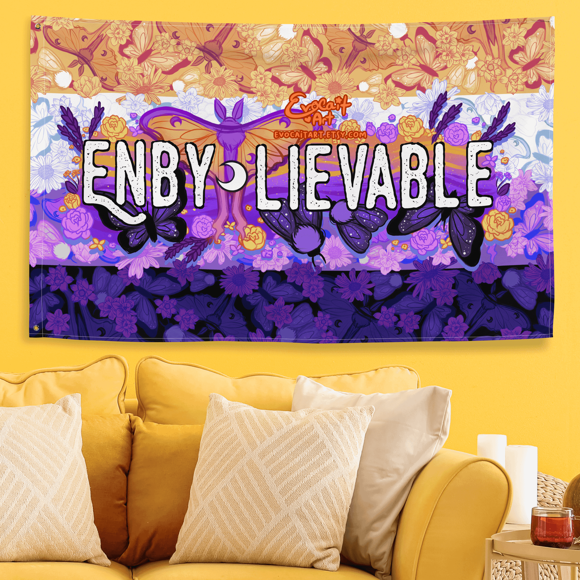 Fantasy Moth Nonbinary Pride Flag - "Enby-lievable" product image (1)