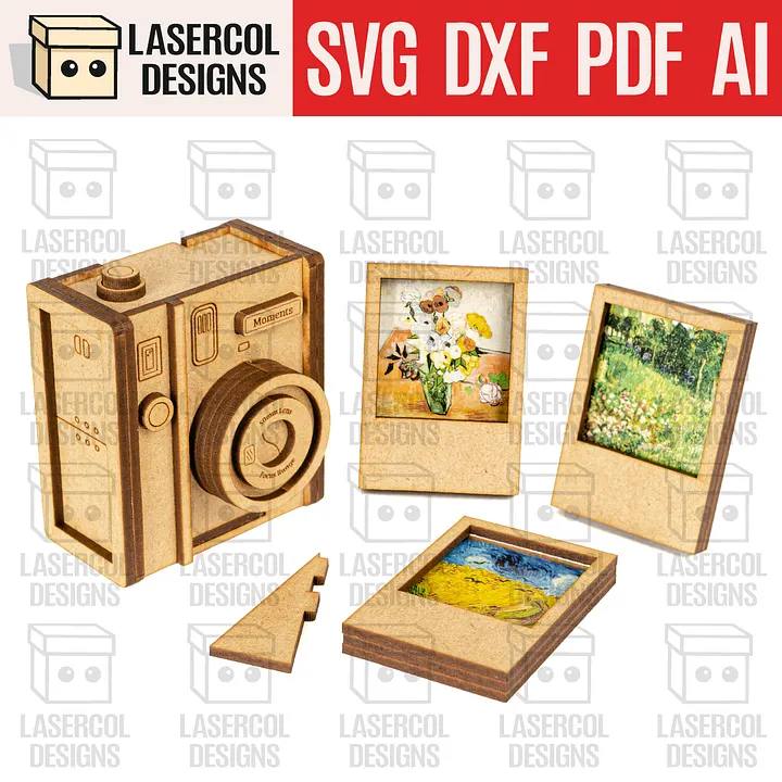 Instant Camera Photo Frames Box - Laser Cut Files product image (1)