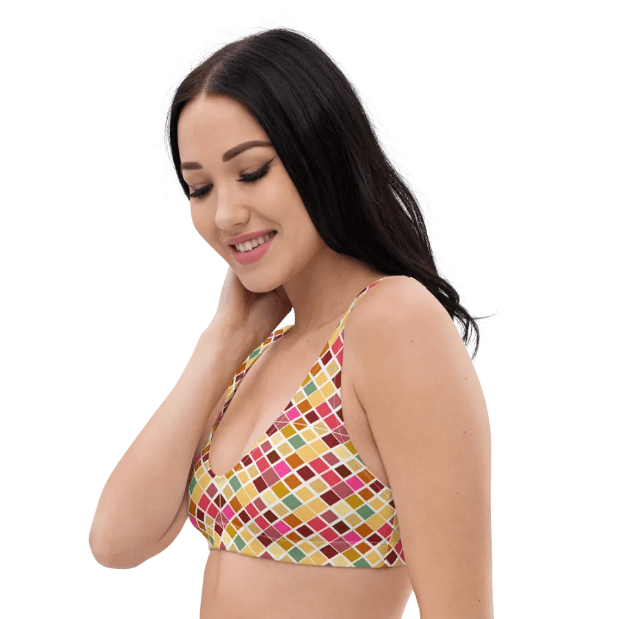 Colorful Square Pattern Design Padded Bikini Top - V4 product image (5)
