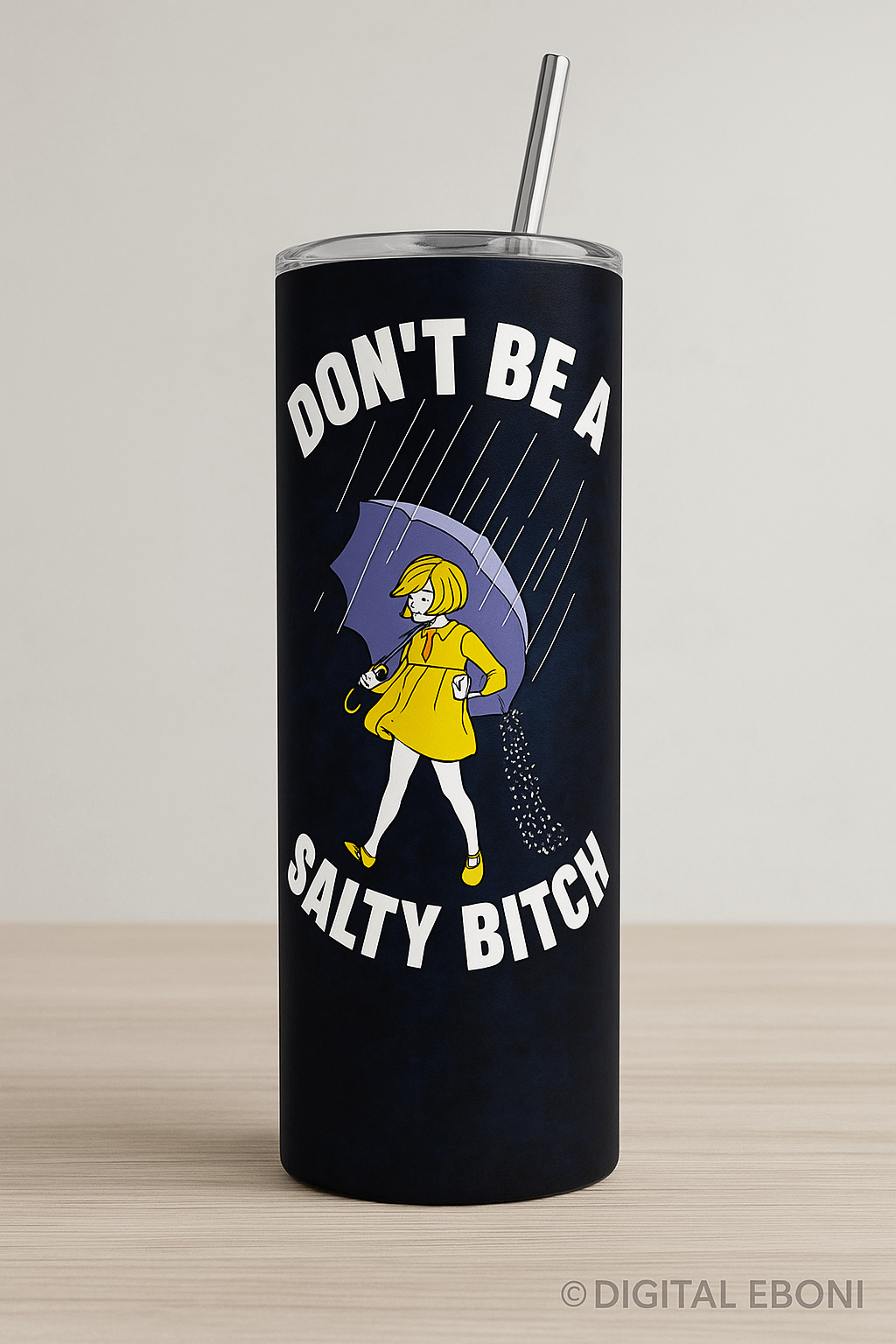 Funny Retro Salt Girl Tumbler Wrap - Don’t Be a Salty Bitch - 20oz PNG Sublimation Design for Digital Download, Humor Cup Wrap Printable product image (1)