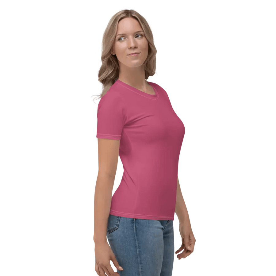 Plain Vibrant Red Soft Summer Women's Crewneck Polyester Heavyweight Premium T-Shirt by Treasure Pie product image (4)