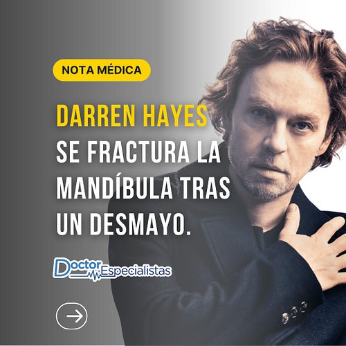 Darren Hayes y su grave accidente

Tras múltiples desmayos, Darren Hayes enfrenta una compleja recuperación por una fractura ...