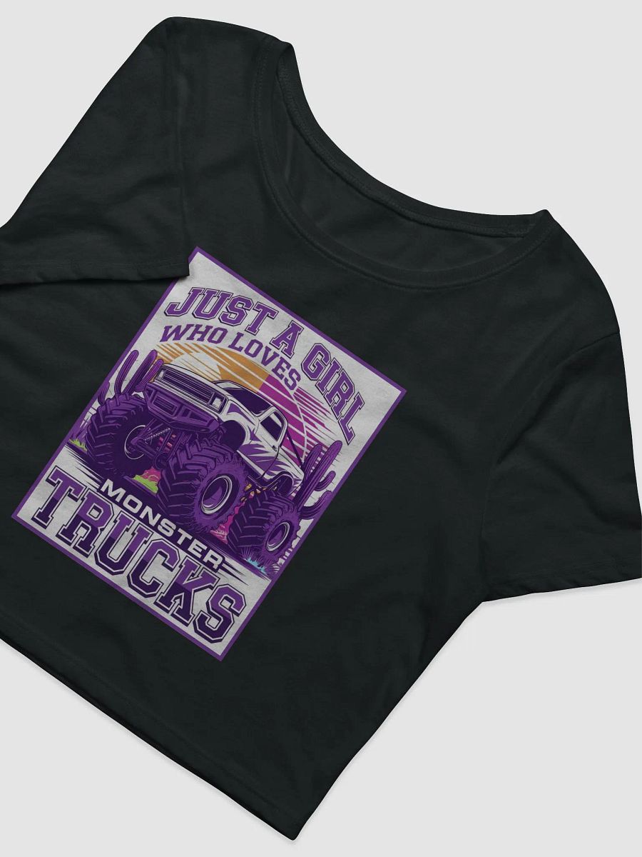 Women "JUST A GIRL WHO LOVES MONSTER TRUCKS" crop tee product image (6)