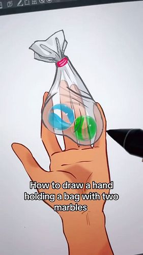 How to draw a hand holding a bag with two marbles ♥️🫶 #digitalart #digitalartist #arttutorial #clipstudiopaint #howtodraw #cl...