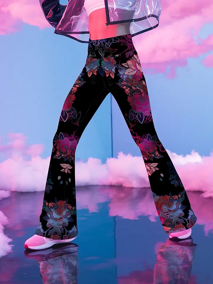 Black lace-flare leggings product image (2)