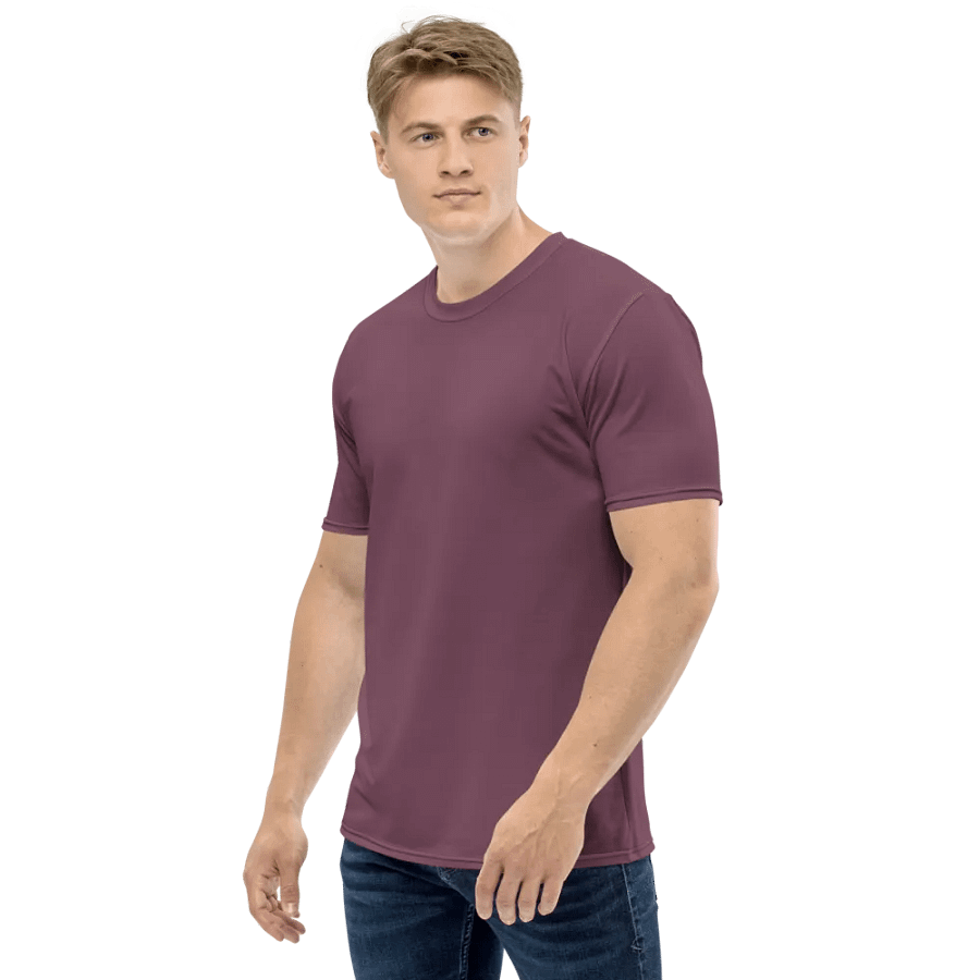 Plain Deep Purplish Red Soft Summer Men's Crewneck Polyester Heavyweight Premium T-Shirt by Treasure Pie product image (5)