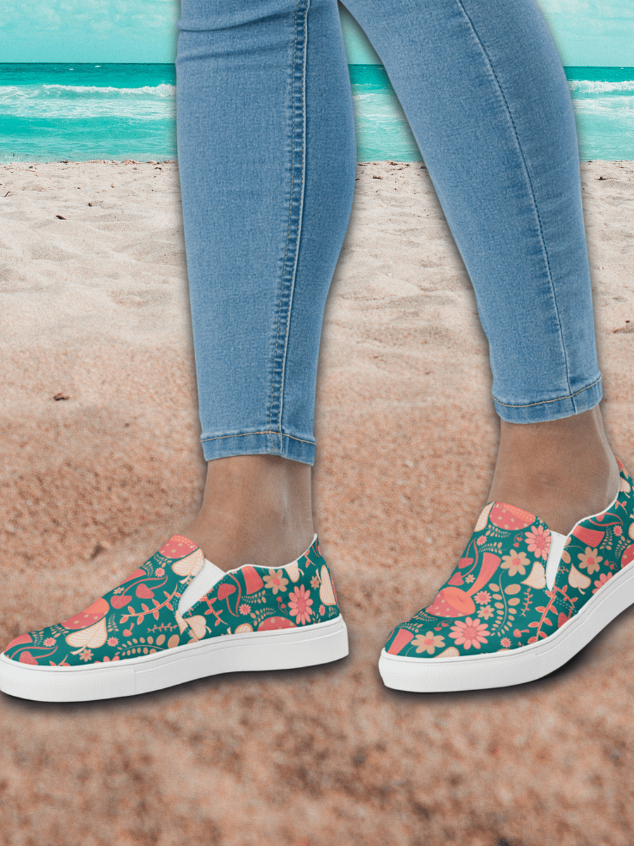 Whimsical Botanical Mushroom Bliss Slip-Ons product image (1)