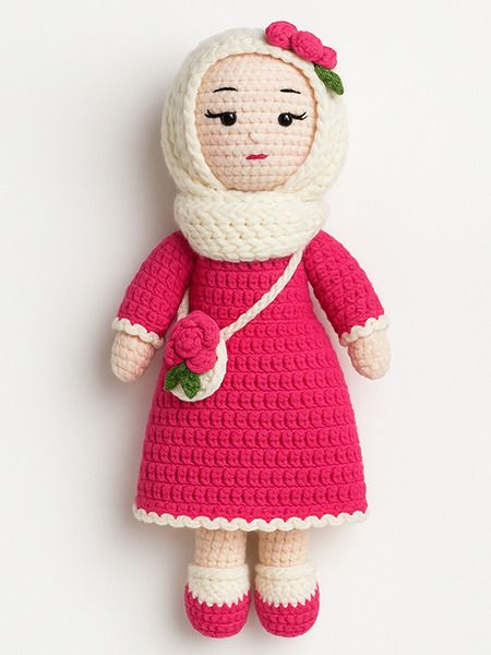 Handmade Crochet Doll in Pink Dress product image (1)