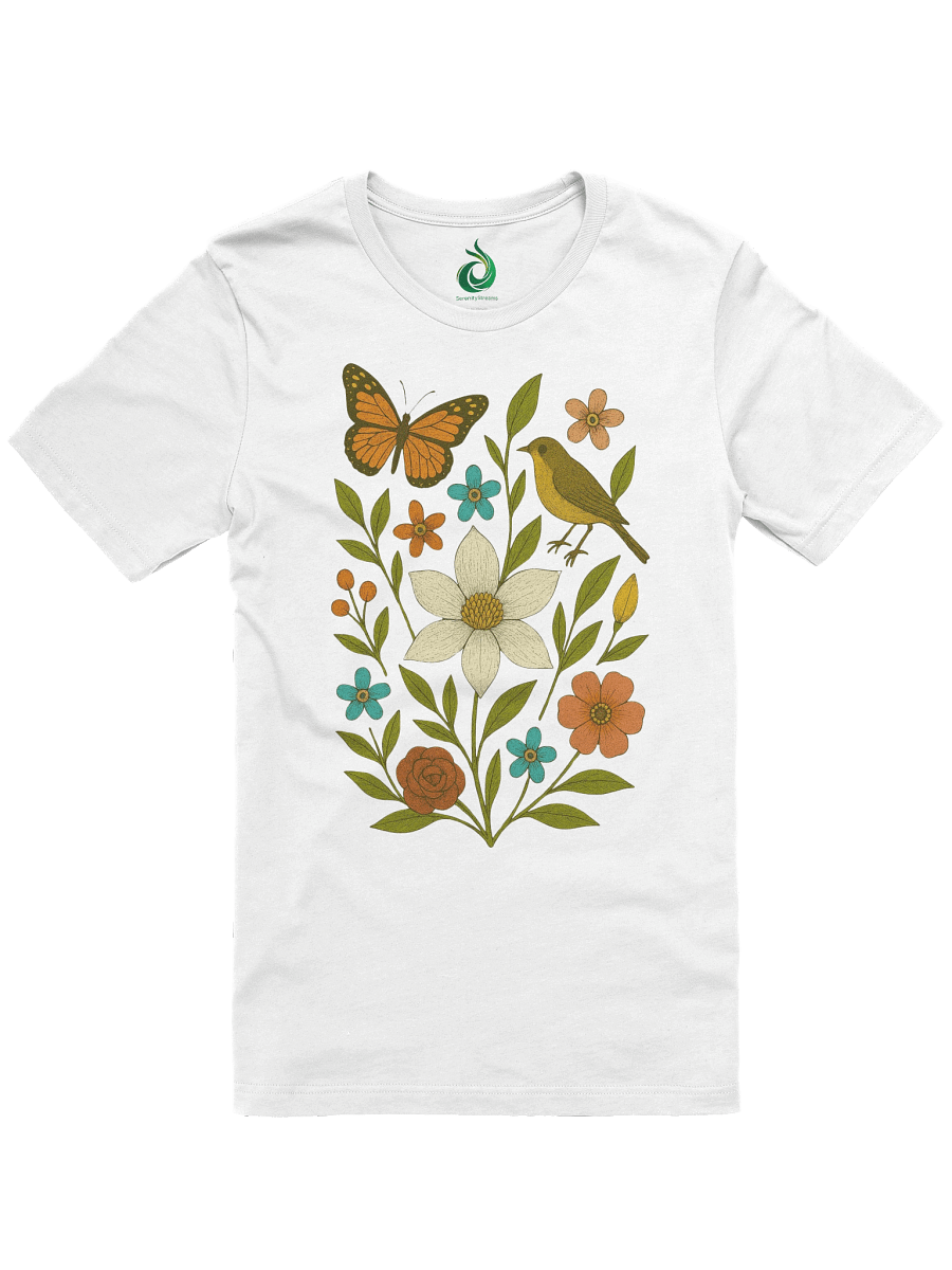 🌿 Calm Nature Vibes T-Shirt – Eco-Friendly Flower & Butterfly Design for Mindful Living product image (3)