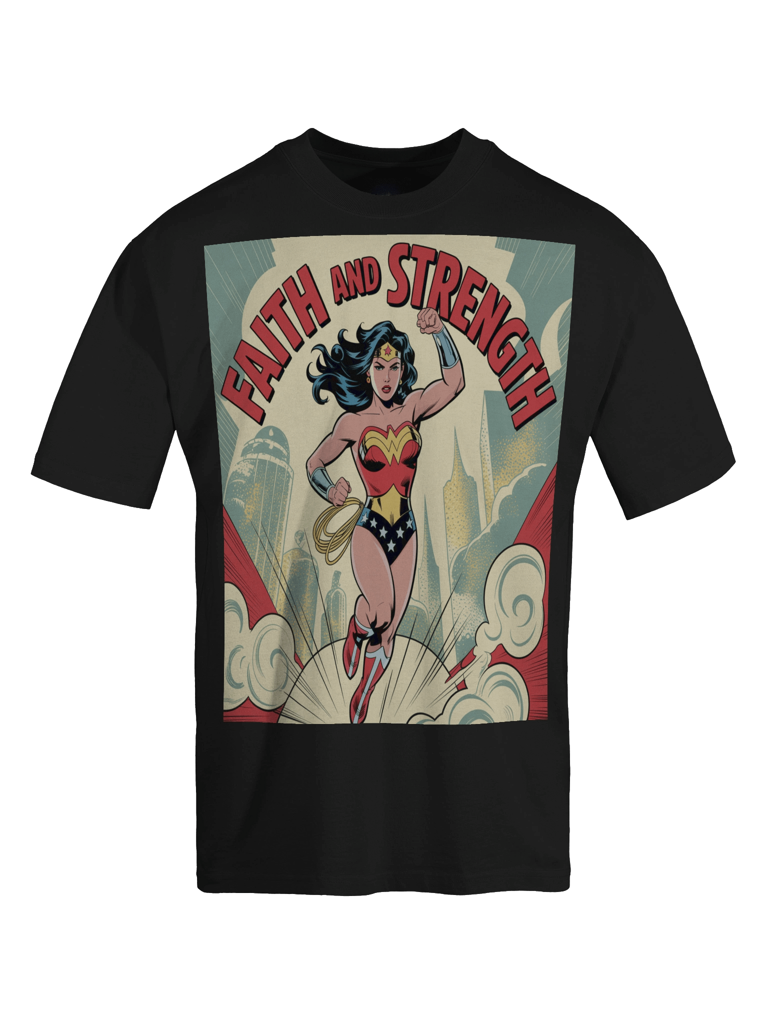 Wonder Woman Faith and Strength Legacy Oversized Faded T-Shirt product image (1)