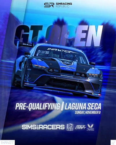 This Sunday, the @simracingrepublic GT Open kicks off with pre-qualifying at Laguna Seca. This is a brand new series for our ...