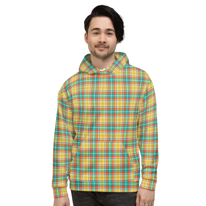 Yellow and Seafoam Green Plaid Hoodie product image (2)