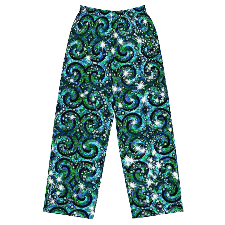 Green Blue Sparkle Swirl Wideleg Pants product image (2)