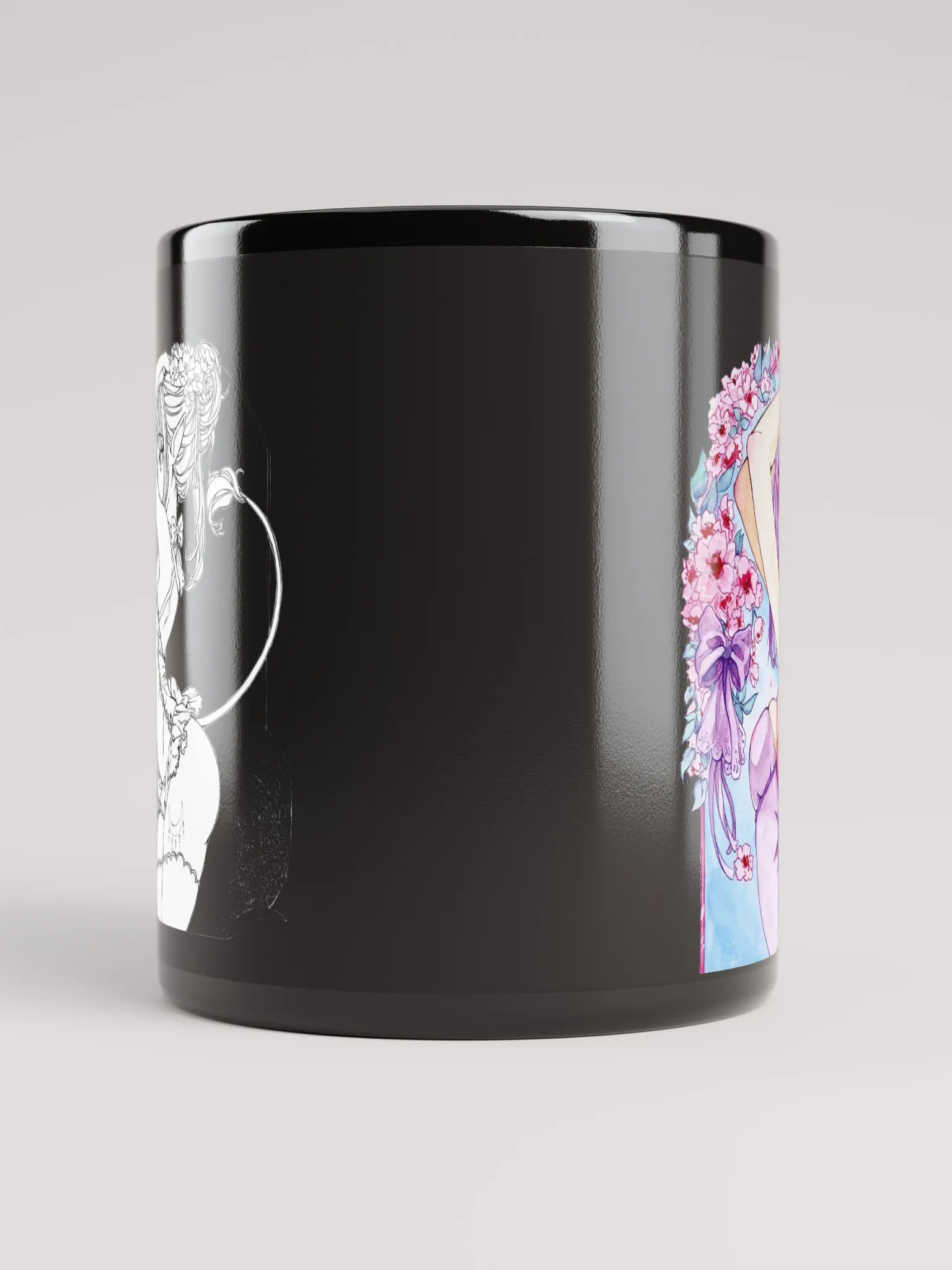 Unicorn and Lilac Black Glossy Mug product image (5)