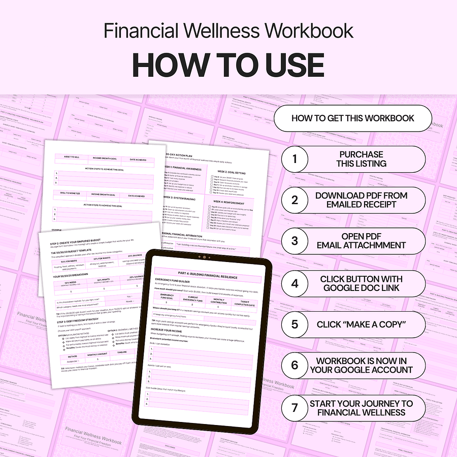 Financial Wellness Workbook - Google Docs product image (7)