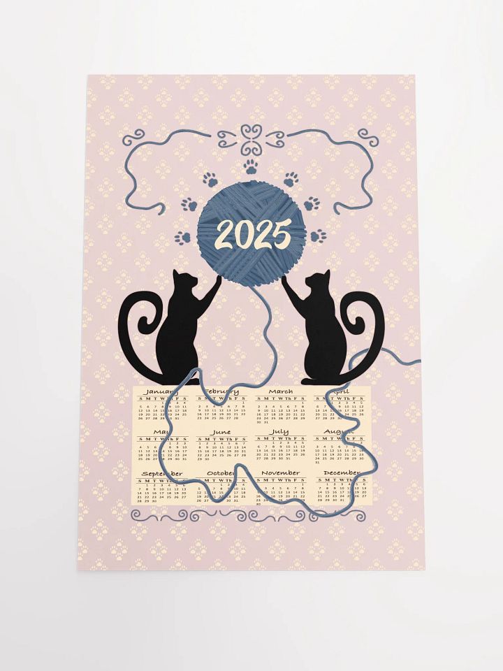 "Cat’s At Play" 2025 Calendar Poster – Mauve product image (1)