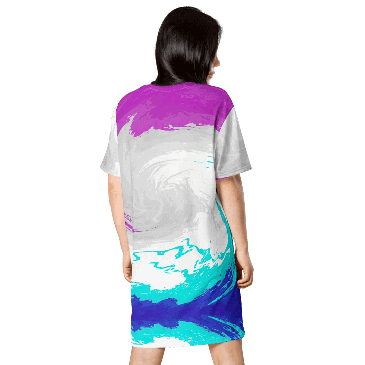 Abstract Vibrant Swirling Melting Forest Ladies T Shirt Dress product image (2)