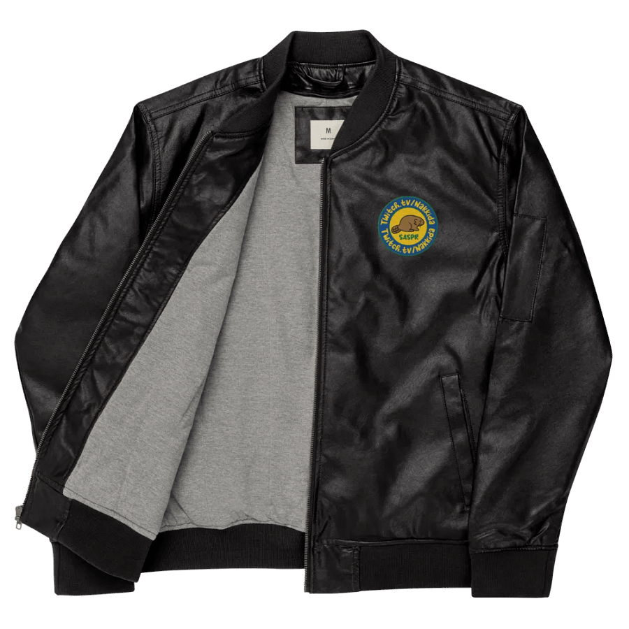 Embroidered SASPR Faux Leather Bomber product image (9)
