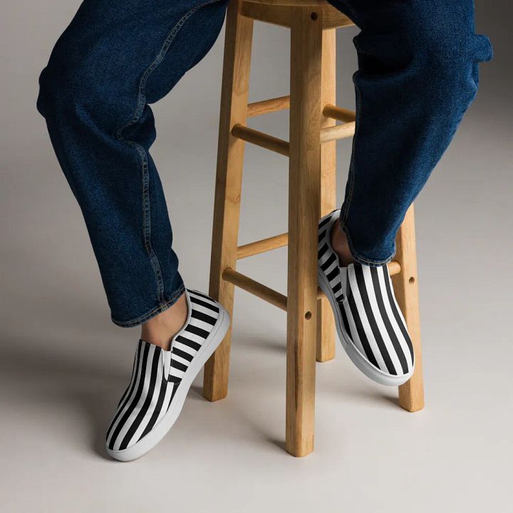Black And White Striped Men's Shoes product image (1)